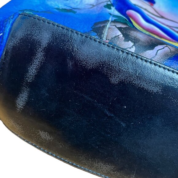 Artistic  Expression by sharif  Hand-Painted Leather Peacock Handbag with  Walle - Picture 11 of 16